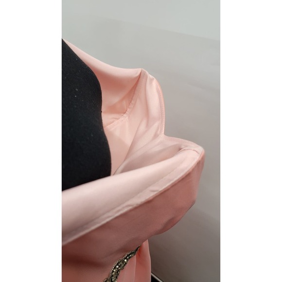 Chiffon Strapless High-Low Gown with Crystal Trim - Picture 4 of 10
